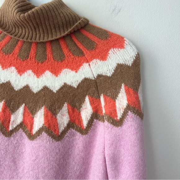 NWT J. Crew Supersoft Fair Isle Turtleneck Pink - Picture 3 of 7